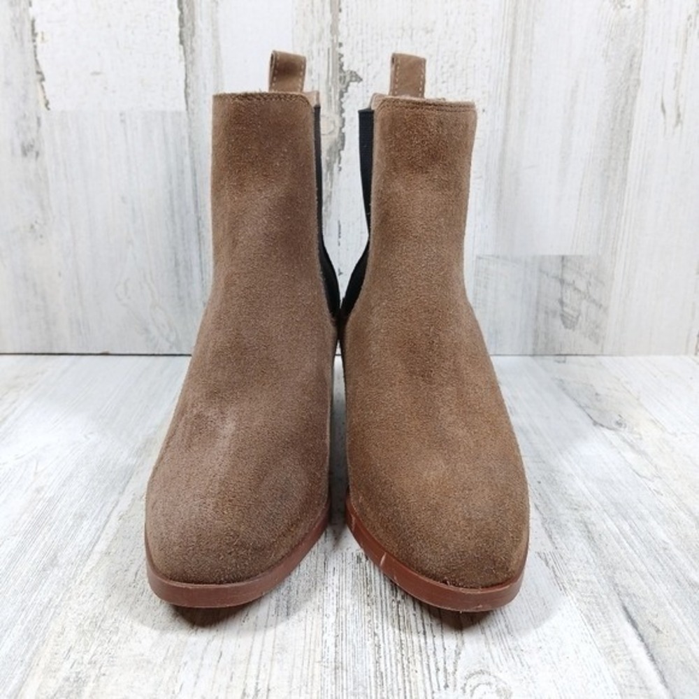 Steve Madden Women's 8 Rhiannon Chelsea Brown Suede Block Heel Ankle Boots - Picture 4 of 13